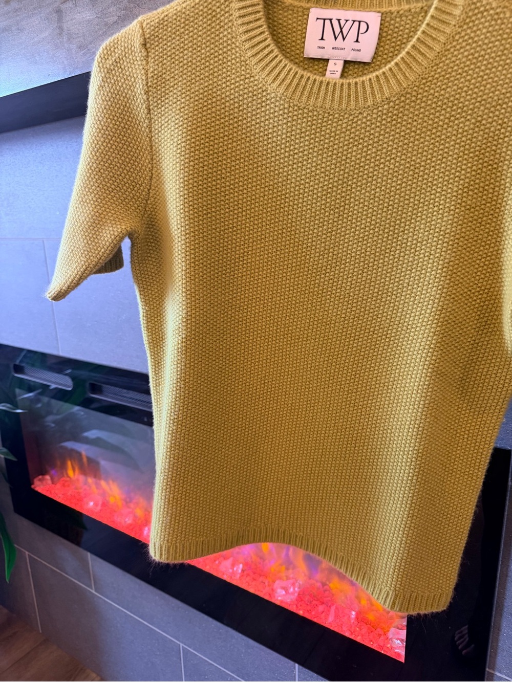 TWP Audrey 100% Cashmere Seed Stitch Sweater Avocado Oil S $495 Retail - Picture 5 of 9